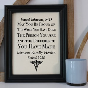 Doctor Retirement Canvas Print - Custom Retirement Gift - Physician Retiring - MD - PA