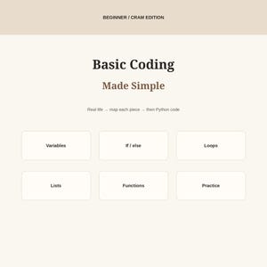 Basic Coding Made Simple | Beginner Python Book Variables Loops Functions Study Guide PDF with Practice
