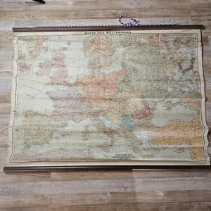 Mappa da parete della scuola guerra mondiale ww1 ww2 mappa a rotolo carta scolastica vintage mappa del teatro di guerra della guerra mondiale mappa a rotolo immagine europa