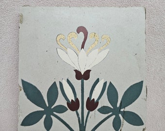 Carreaux de Ciment Art Nouveau Anciens Carreaux Floral Fleur Art Nouveau