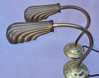 1 pair of vintage brass shell lights set 50s mid century