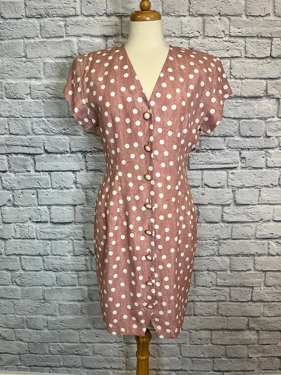 Pink Polka Dot Vintage Dress - image 1