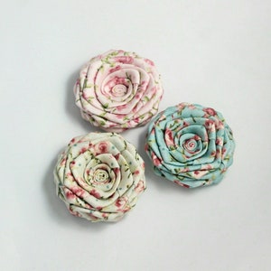 Fabric Flowers for Headband , Craft & Embellishment. Floral Folded Roses , Bulk Shabby Chic Cotton Rosettes ,  Ribbon Roses Flower Supplies