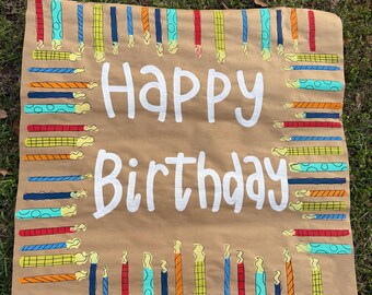 Ready to ship boy birthday party Kraft banner
