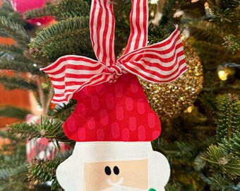 Red hat Santa Christmas Ornament Personalized