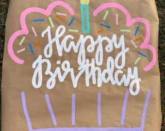 Ready to ship girl birthday party Kraft banner