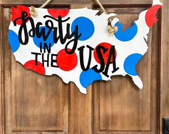 Party in the USA patriotic door hanger summer America