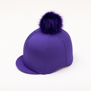 Personalised Purple Riding Hat Silk Cover with choice of Pom