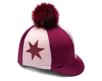 Baby Pink and Maroon Glitter Star Hat Cover