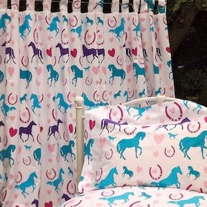 Horses and Hearts Tab Top Curtains