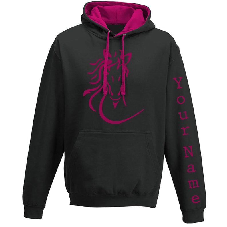 Flowing Mane Adult Horse Riding Hoodie Black/Pink