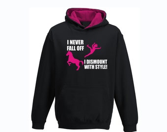 I Never Fall Off I Dismount In Style - Kinder Reiten Kapuzenpullover