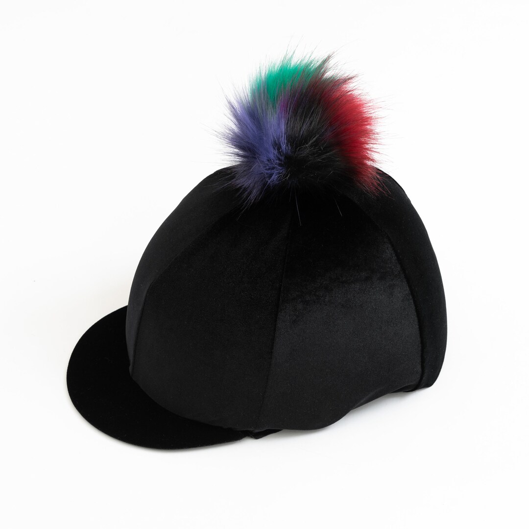 Luxury Black Velvet Riding Hat Cover With Firework Pom Pom Etsy