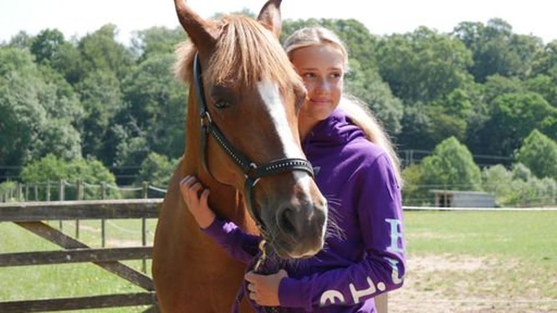 Sweat à capuche personnalisé motif cheval arc-en-ciel scintillant image 6