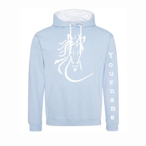 Sudadera con capucha para montar a caballo para adultos Flowing Mane Light Blue/White