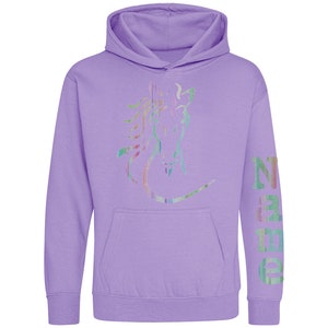 Sweat à capuche personnalisé motif cheval arc-en-ciel scintillant Digital Lavender