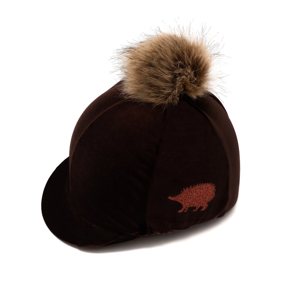 Copper Glitter Hedgehog on Brown Velvet Riding Hat Cover Etsy
