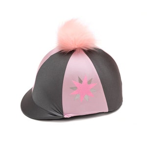Double Star Pink and Grey Riding Hat Cover