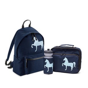 Sac à dos Horse Design School, sac à lunch et porte-eau
