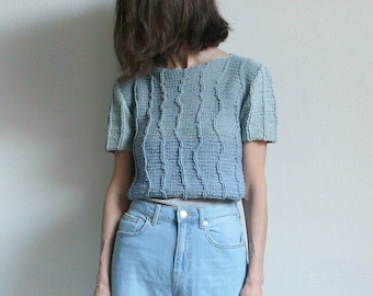 grå silverfärgad stickad crop top