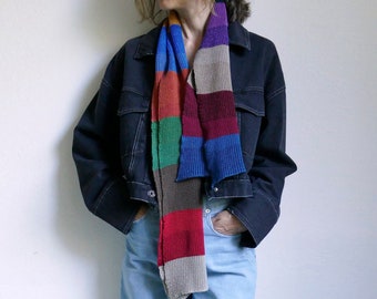 knit cotton striped multicolor unisex scarf