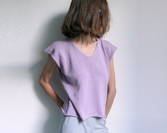 knit summer lilac tank top,burette silk,coton,