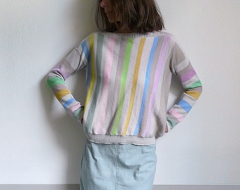 knit  vertical stripe longsleeve shirt-made to order