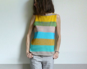 knit striped cotton colorful top-made to order
