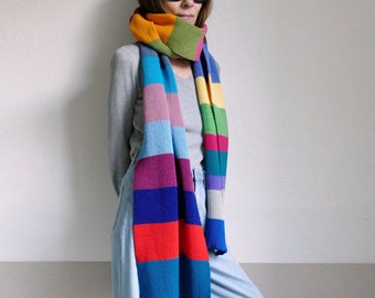 knitted striped extra long wide colorful scarf,warm,soft,unisex