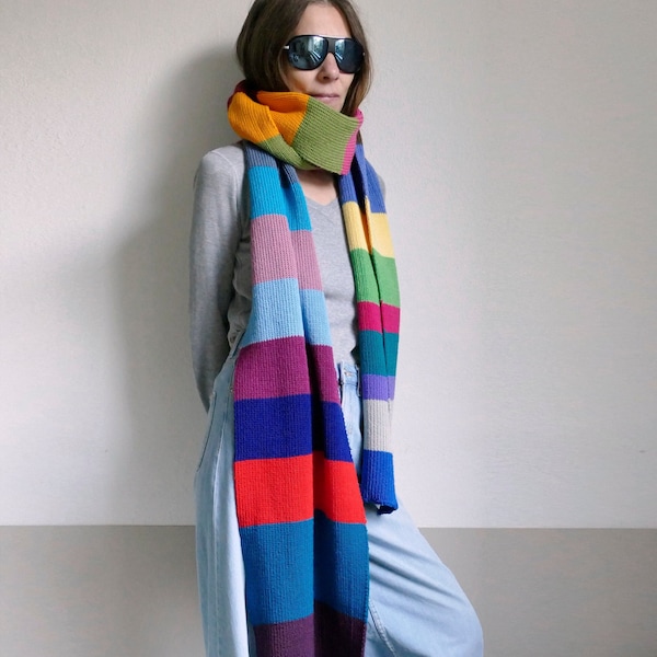 knitted striped extra long wide colorful scarf,warm,soft,unisex