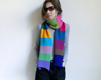 knit colorful striped long scarf-warm,merino-acryl UNISEX