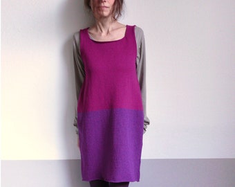 knit magenta purple color block wool sweater dress