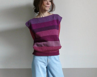 knit bordeaux red striped vest,wool