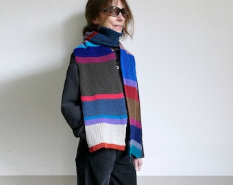 knit long warm soft striped scarf unisex