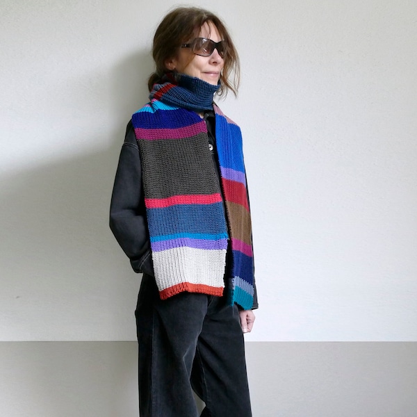 knit long warm soft striped scarf unisex