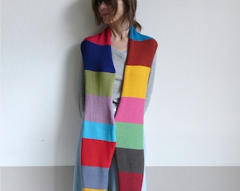 knit colorful striped long scarf,warm,soft
