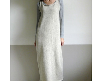 knit maxi tank dress, sleeveless, wool