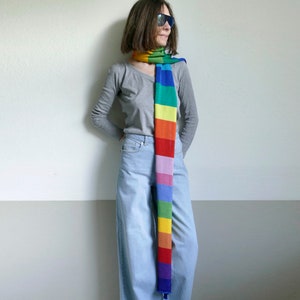 knit striped rainbow long soft cotton unisex scarf ,-MADE TO ORDER
