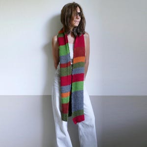 knit long warm striped wool-acryl-mohair fluffy scarf,unisex