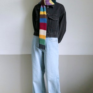 knit striped colorful cotton long scarf,unisex image 8