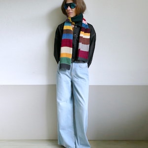 knit striped colorful cotton long scarf,unisex image 5