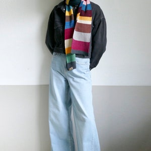 knit striped colorful cotton long scarf,unisex image 7