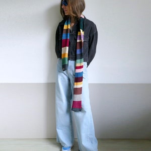 knit striped colorful cotton long scarf,unisex image 2