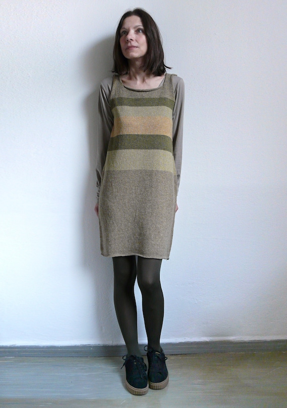 beige dress black tights Knod Yes Dress Beige