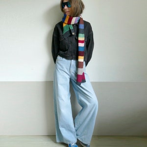 knit striped colorful cotton long scarf,unisex image 4