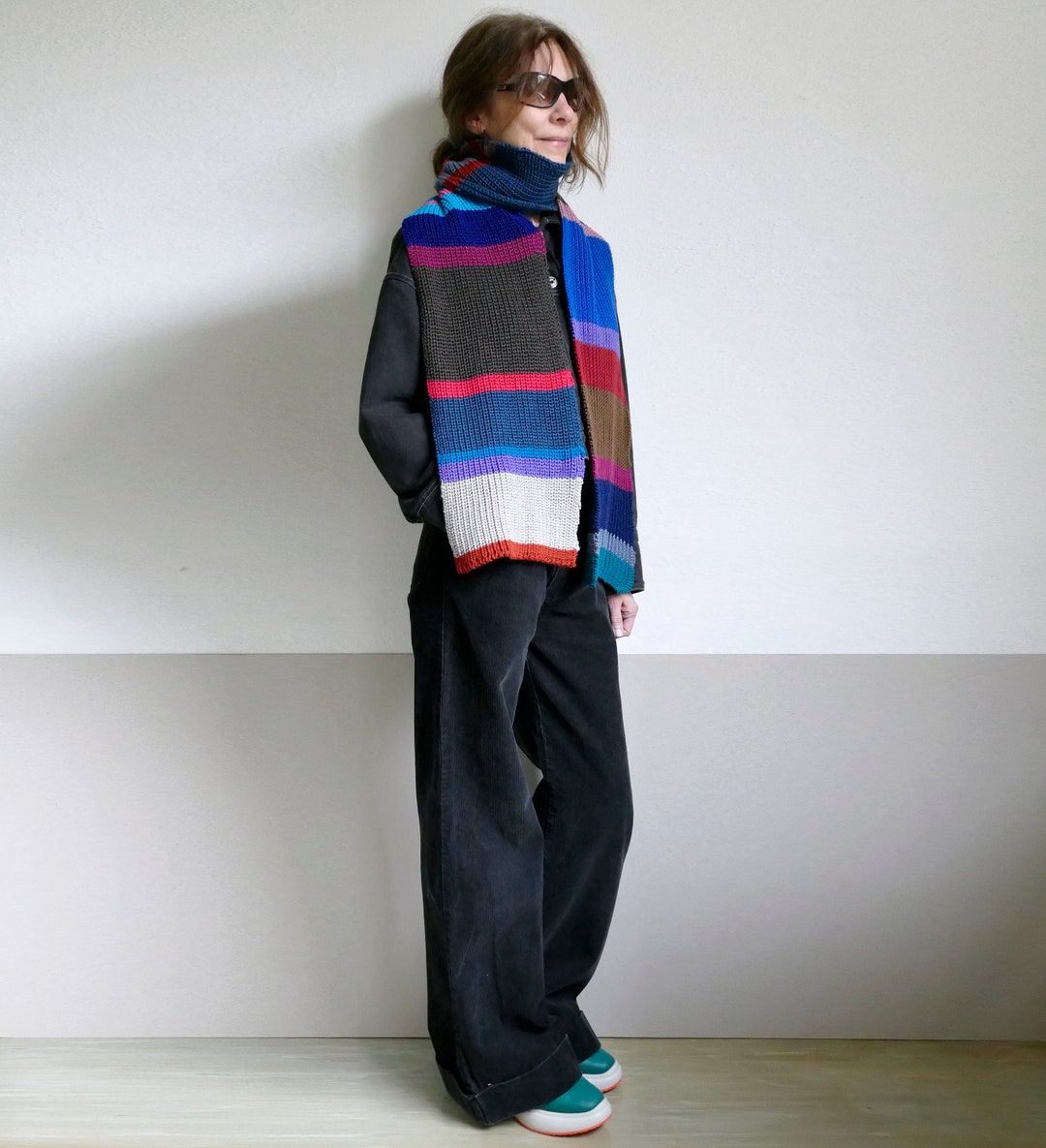 Knit Long Warm Soft Striped Scarf Unisex - Etsy