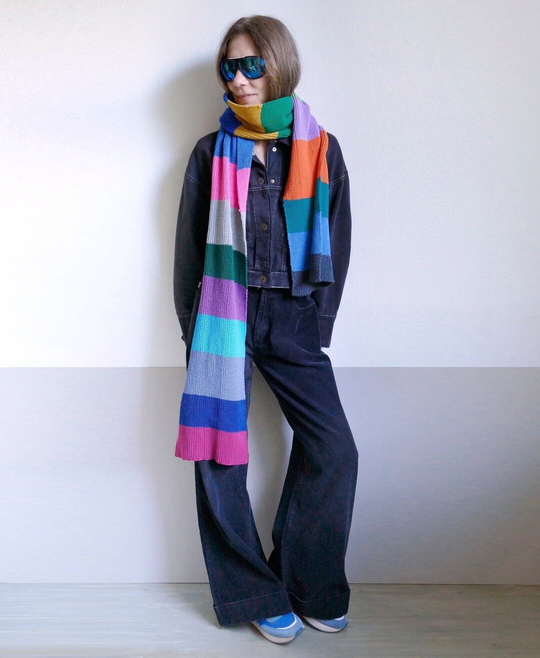 Knit Cotton Colorful Long Warm Soft Scarf, Unisex - Etsy