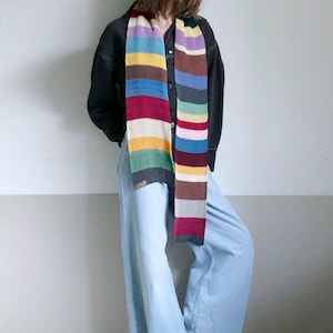 knit striped colorful cotton long scarf,unisex image 3