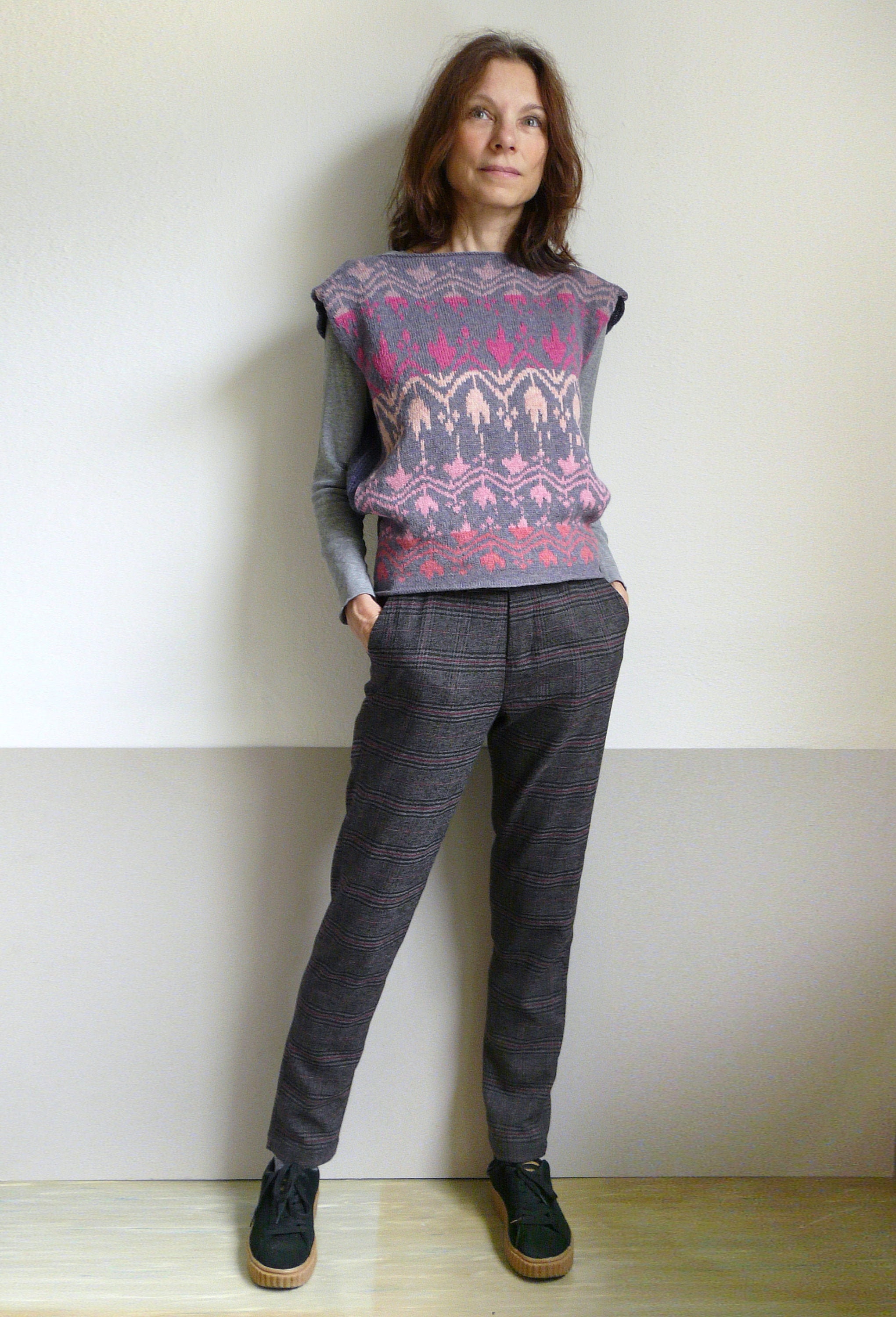 コート CAVISH FUNK RECORD JACQUARD KNIT VEST PINKCV2DMUK620A CAVISH] FUNK RECORD JACQUARD KNIT VEST PINK(CV2DMUK620A