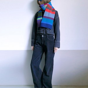 knit striped long warm soft unisex multicolor scarf,merino-acrylic zdjęcie 9